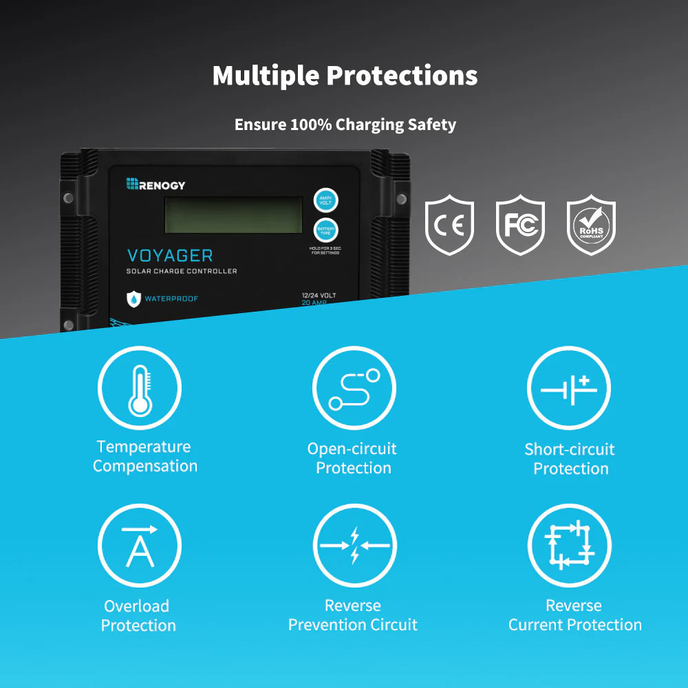 【B】New Edition Voyager 20A PWM Waterproof Solar Charge Controller - Image 5
