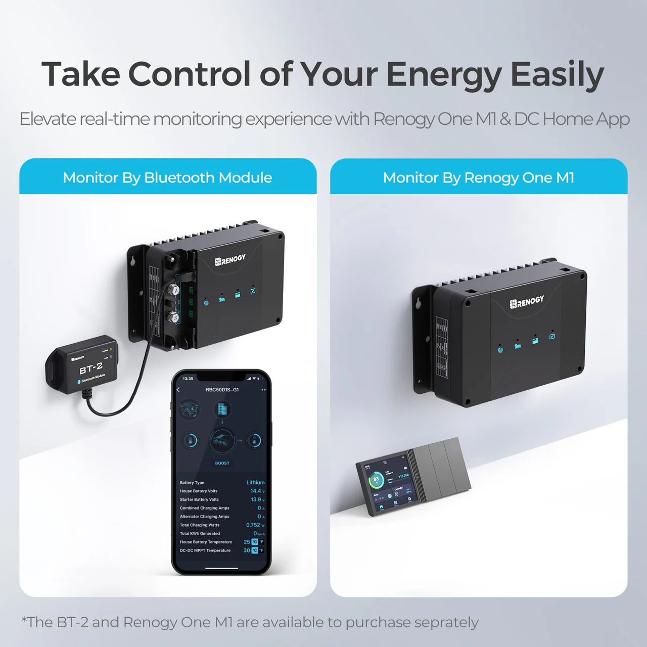 Renogy DCC50S 12V 50A Dual Input DC to DC Battery Charger with MPPT w/ Renogy ONE Core - Image 6