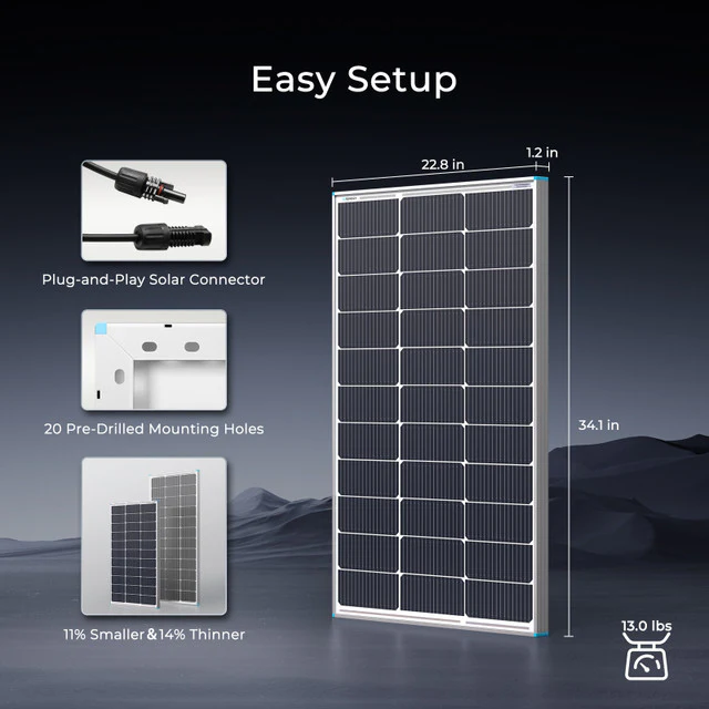 100W 16BB N-type High Efficiency Monocrystalline Solar Panel - Image 5