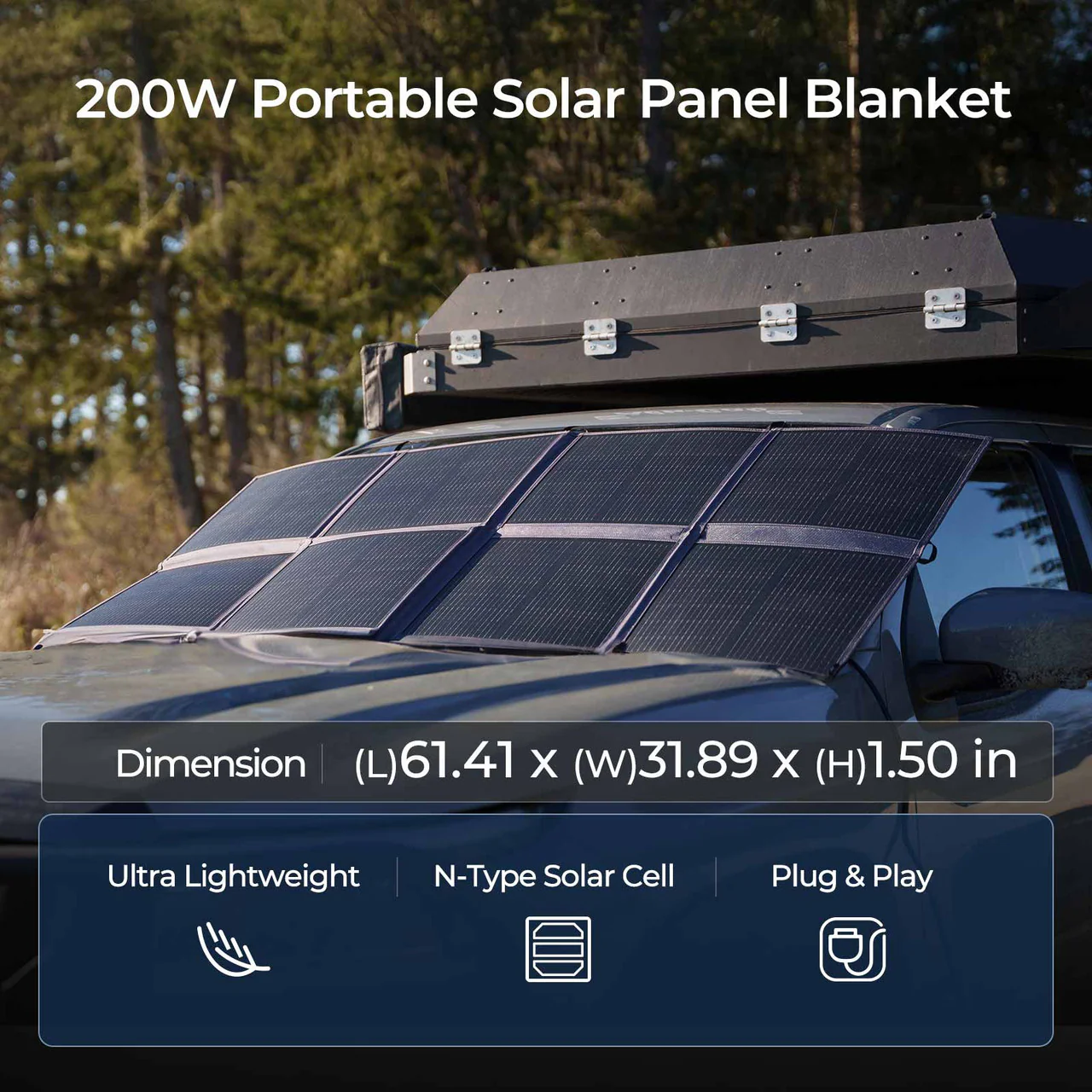 200W Lightweight N-type Portable Solar Panel Blanket - Image 3